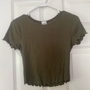 Tillys Destined Crop Top Short Sleeve Olive Green small